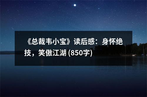 《總裁韋小寶》讀后感：身懷絕技，笑傲江湖 (850字)