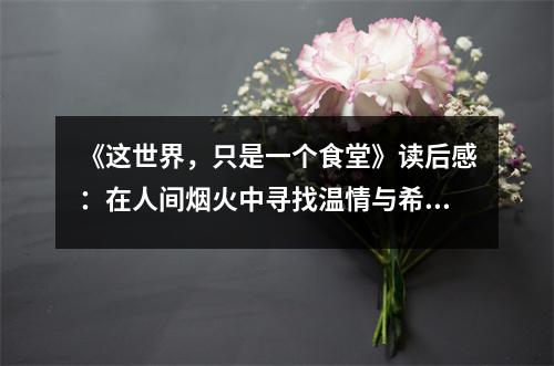 《這世界，只是一個食堂》讀后感：在人間煙火中尋找溫情與希望 (900字)
