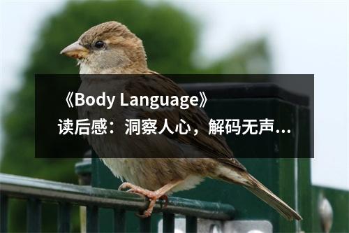 《Body Language》讀后感：洞察人心，解碼無聲語言 (950字)