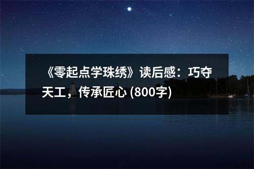 《零起點學(xué)珠繡》讀后感：巧奪天工，傳承匠心 (800字)