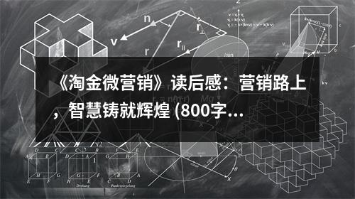 《淘金微營銷》讀后感：營銷路上，智慧鑄就輝煌 (800字)