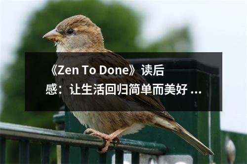 《Zen To Done》讀后感：讓生活回歸簡(jiǎn)單而美好 (950字)