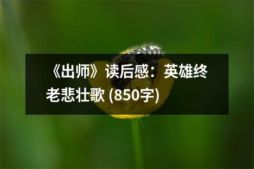 《出師》讀后感：英雄終老悲壯歌 (850字)
