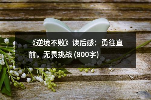 《逆境不敗》讀后感：勇往直前，無畏挑戰(zhàn) (800字)