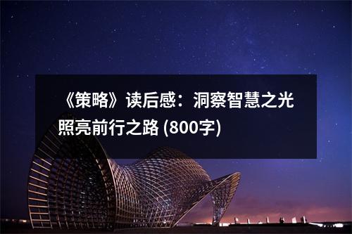《策略》讀后感：洞察智慧之光照亮前行之路 (800字)