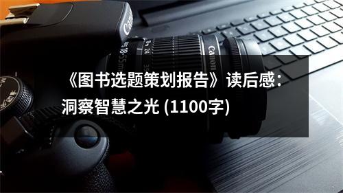 《圖書選題策劃報告》讀后感：洞察智慧之光 (1100字)