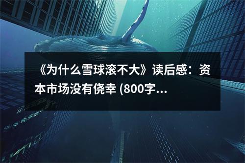 《為什么雪球滾不大》讀后感：資本市場沒有僥幸 (800字)