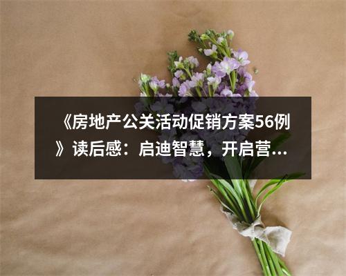 《房地產(chǎn)公關(guān)活動(dòng)促銷方案56例》讀后感：啟迪智慧，開啟營銷新篇章 (900字)