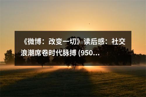 《微博：改變一切》讀后感：社交浪潮席卷時代脈搏 (950字)