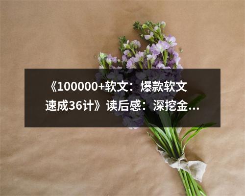 《100000+軟文：爆款軟文速成36計(jì)》讀后感：深挖金礦，創(chuàng)意無限 (800字)