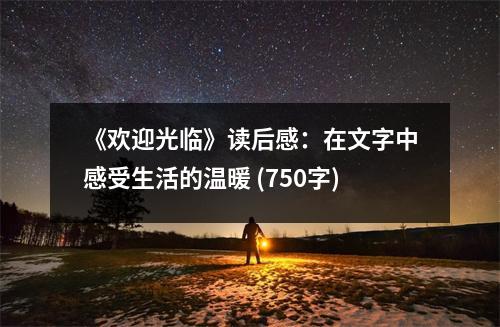 《歡迎光臨》讀后感：在文字中感受生活的溫暖 (750字)