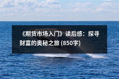 《期貨市場(chǎng)入門》讀后感：探尋財(cái)富的奧秘之旅 (850字)