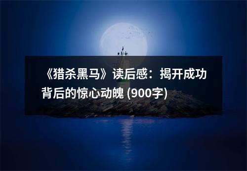 《獵殺黑馬》讀后感：揭開成功背后的驚心動(dòng)魄 (900字)