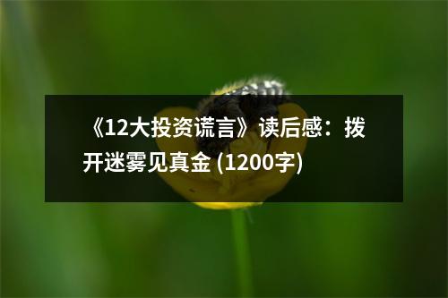 《12大投資謊言》讀后感：撥開迷霧見真金 (1200字)