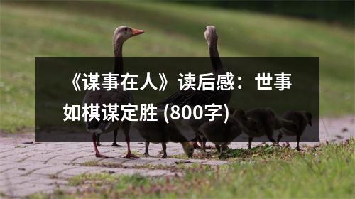 《謀事在人》讀后感：世事如棋謀定勝 (800字)