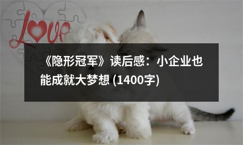 《隱形冠軍》讀后感：小企業(yè)也能成就大夢想 (1400字)