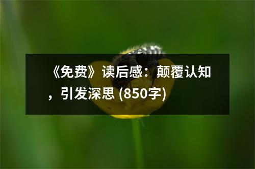 《免費》讀后感：顛覆認知，引發(fā)深思 (850字)