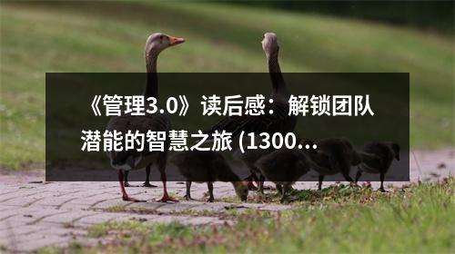 《管理3.0》讀后感：解鎖團隊潛能的智慧之旅 (1300字)