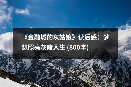 《金融城的灰姑娘》讀后感：夢想照亮灰暗人生 (800字)