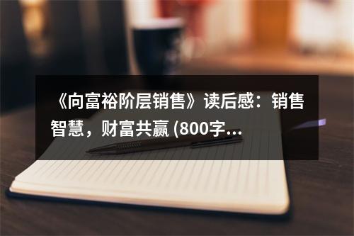 《向富裕階層銷售》讀后感：銷售智慧，財富共贏 (800字)