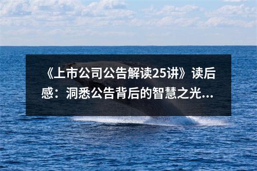 《上市公司公告解讀25講》讀后感：洞悉公告背后的智慧之光 (750字)