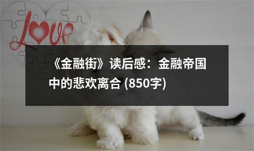 《金融街》讀后感：金融帝國中的悲歡離合 (850字)