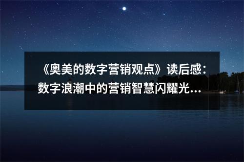 《奧美的數(shù)字營銷觀點》讀后感：數(shù)字浪潮中的營銷智慧閃耀光芒 (800字)