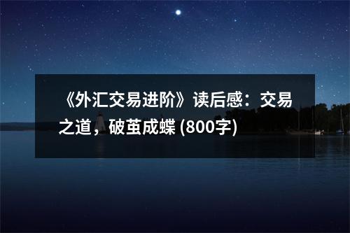 《外匯交易進(jìn)階》讀后感：交易之道，破繭成蝶 (800字)