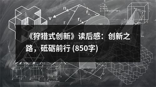 《狩獵式創(chuàng)新》讀后感：創(chuàng)新之路，砥礪前行 (850字)