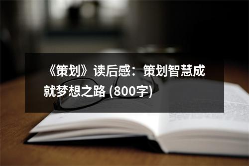 《策劃》讀后感：策劃智慧成就夢想之路 (800字)