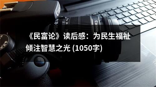 《民富論》讀后感：為民生福祉傾注智慧之光 (1050字)