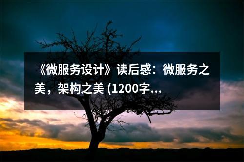 《微服務(wù)設(shè)計(jì)》讀后感：微服務(wù)之美，架構(gòu)之美 (1200字)