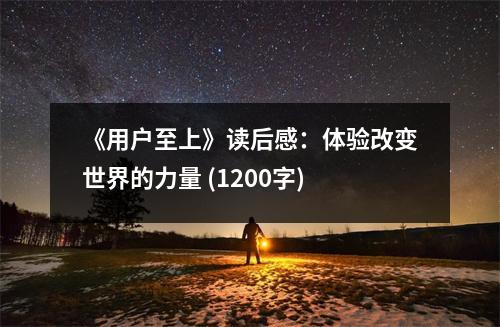 《用戶至上》讀后感：體驗改變世界的力量 (1200字)