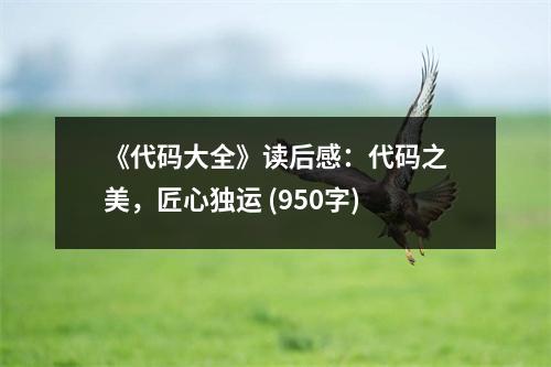 《代碼大全》讀后感：代碼之美，匠心獨(dú)運(yùn) (950字)
