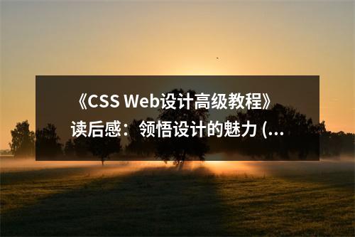 《CSS Web設計高級教程》讀后感：領悟設計的魅力 (800字)
