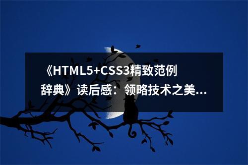 《HTML5+CSS3精致范例辭典》讀后感：領(lǐng)略技術(shù)之美，啟航未來(lái)之旅 (700字)