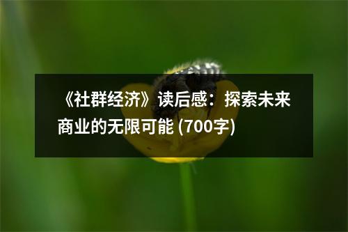 《社群經濟》讀后感：探索未來商業(yè)的無限可能 (700字)