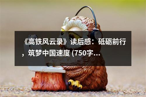 《高鐵風云錄》讀后感：砥礪前行，筑夢中國速度 (750字)