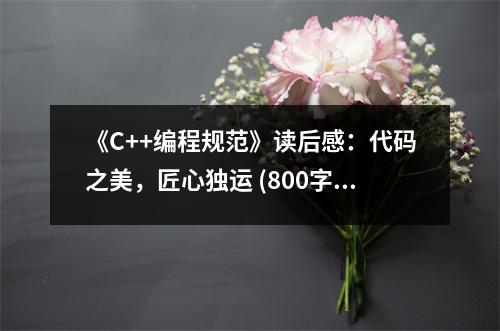 《C++編程規(guī)范》讀后感：代碼之美，匠心獨運 (800字)