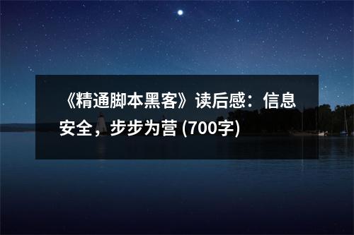 《精通腳本黑客》讀后感：信息安全，步步為營 (700字)