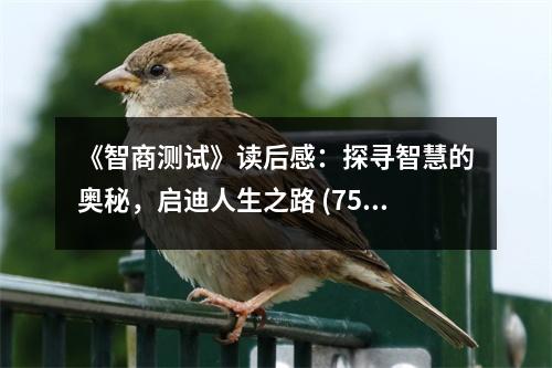 《智商測試》讀后感：探尋智慧的奧秘，啟迪人生之路 (750字)