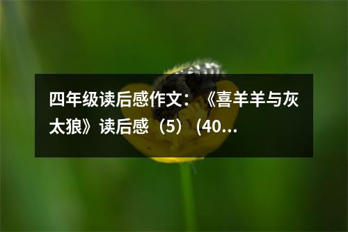 四年級(jí)讀后感作文：《喜羊羊與灰太狼》讀后感（5） (400字)