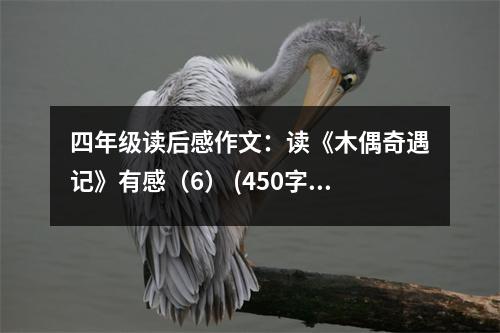四年級(jí)讀后感作文：讀《木偶奇遇記》有感（6） (450字)