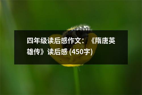 四年級(jí)讀后感作文：《隋唐英雄傳》讀后感 (450字)