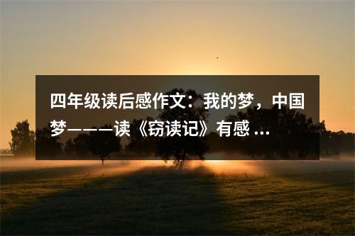 四年級(jí)讀后感作文：我的夢，中國夢———讀《竊讀記》有感 (450字)