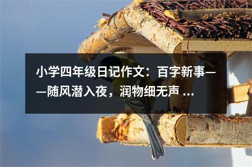 小學(xué)四年級(jí)日記作文：百字新事——隨風(fēng)潛入夜，潤物細(xì)無聲 (400字)