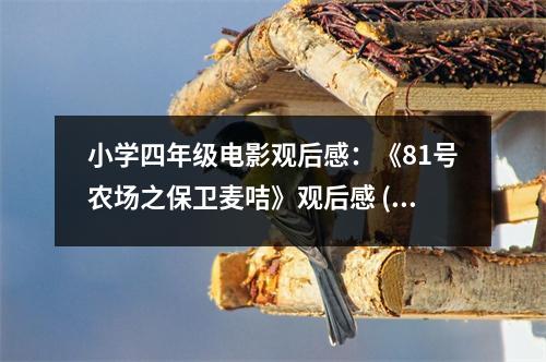 小學(xué)四年級電影觀后感：《81號農(nóng)場之保衛(wèi)麥咭》觀后感 (500字)