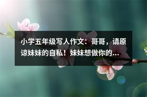 小學(xué)五年級寫人作文：哥哥，請?jiān)徝妹玫淖运?！妹妹想做你的新?..超級感人 (400字)