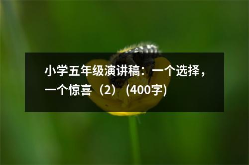 小學(xué)五年級(jí)演講稿：一個(gè)選擇，一個(gè)驚喜（2） (400字)