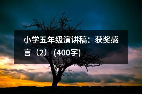 小學五年級演講稿：獲獎感言（2） (400字)